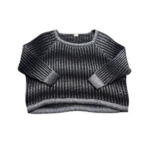 ✨🖤 Moth‎ Anthropologie Chunky Ribbed Knit Cropped Sweater Black Gray M 🖤✨